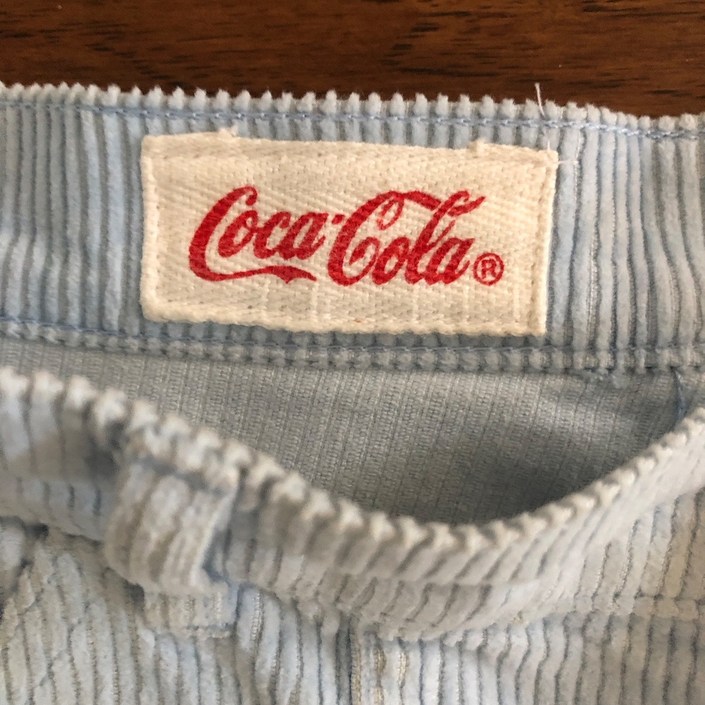 Vintage & Rare Coca-Cola Baby Blue Corduroy Womens Pants, Sz 2